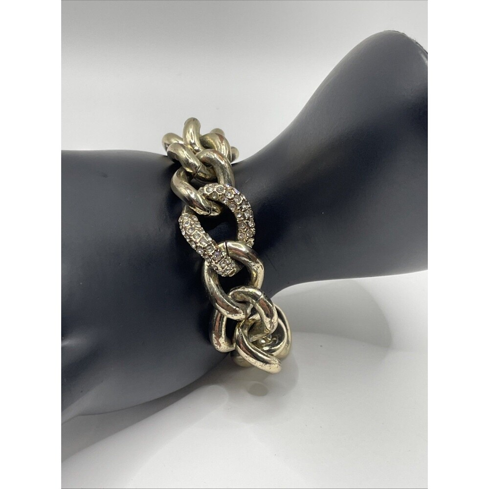 VTG Victoria's Secret Gold Tone Bracelet Chunky Angel Wing Rhinestones READ